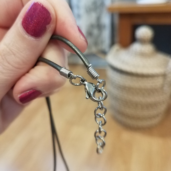 FINAL PRICE Silver Wrapped Pink Tourmaline Leather Necklace - Picture 5 of 10